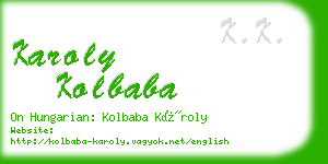 karoly kolbaba business card